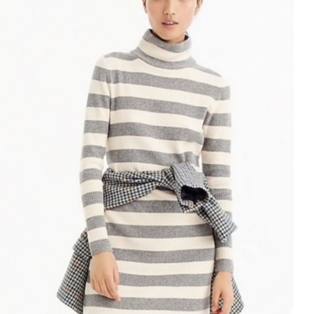 NWT J. Crew Gray & Cream Sweater Dress